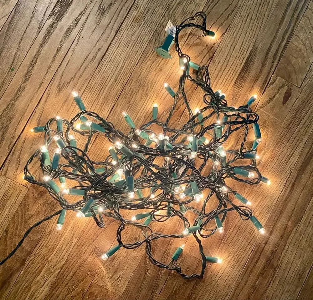 19 Ft Clear Button Christmas String Lights Tested & Working